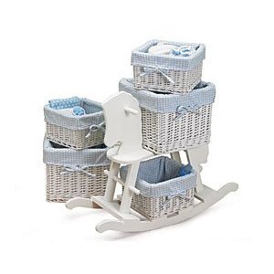5 Piece Wicker Basket Baby Nursery Storage Set
