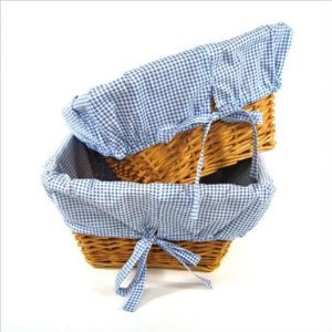 Blue Gingham Wicker Baskets