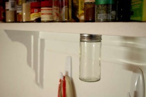 Magnetic under shelf spice rack