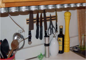 Metal ruler spice rack