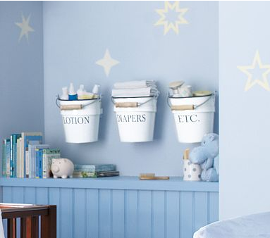 Pottery Barn Kids Enamel Nursery Wall Buckets